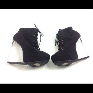 Love Culture Women Glass Wedge Booties Size 6.5
